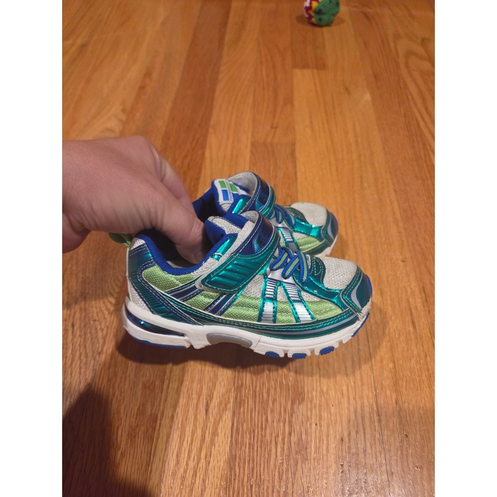 Tsukihoshi Speed Kids Sneakers Green Blue Silver Metallic Athletic Shoes Size 9